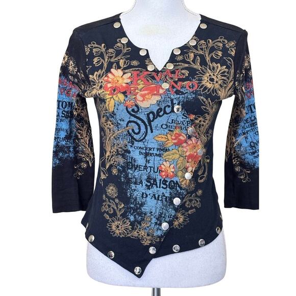 Boho Chic black top, medium, bohemian, hippie, festival, rocker, industrial - Picture 1 of 6